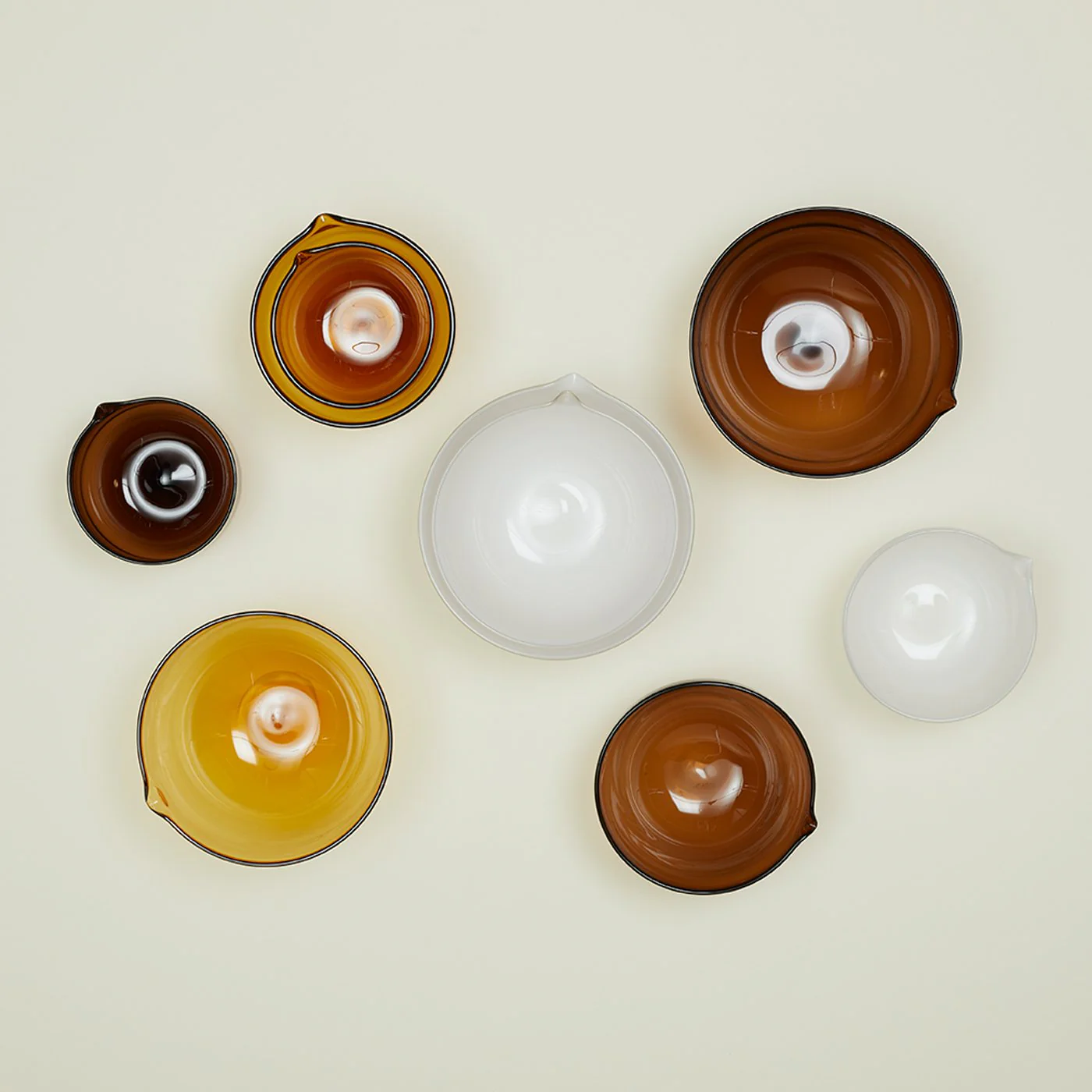 Blown Glass Mixing Bowls - Amber - Image 4