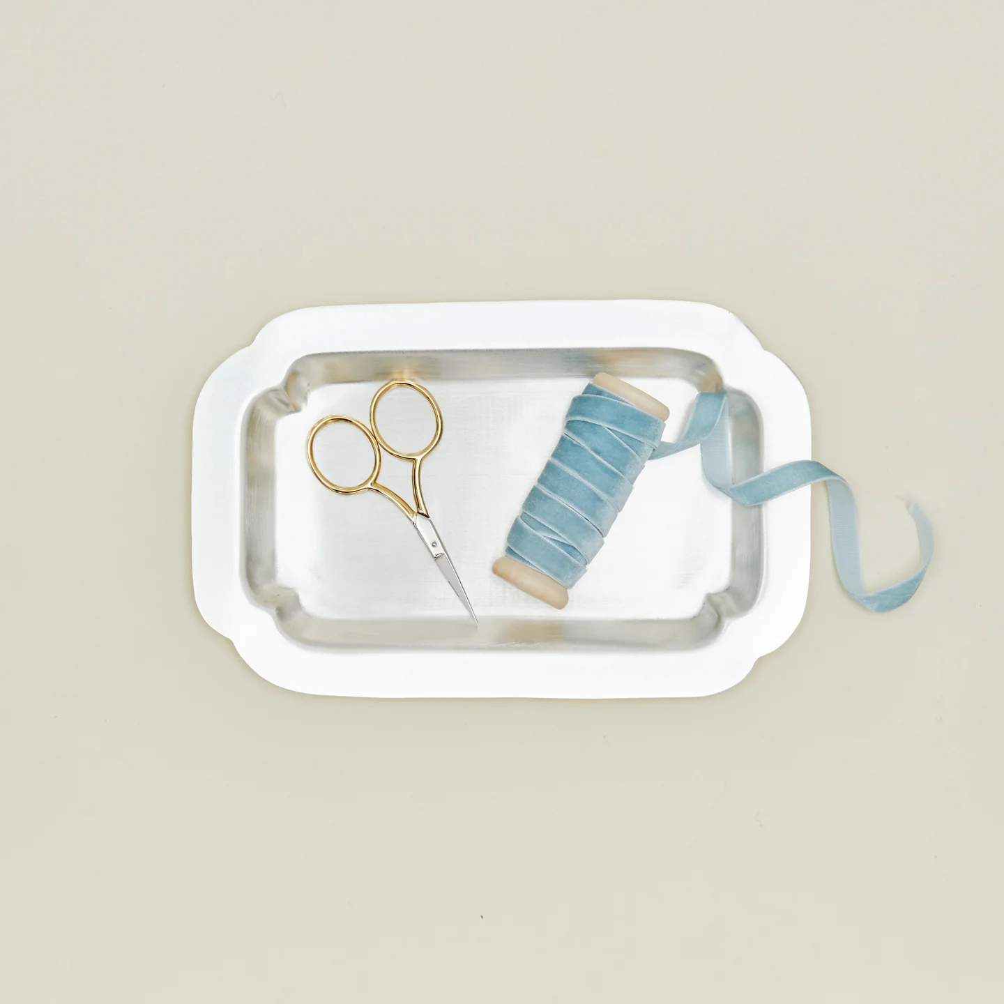 Decorative Edge Rectangular Silver Tray - Image 2
