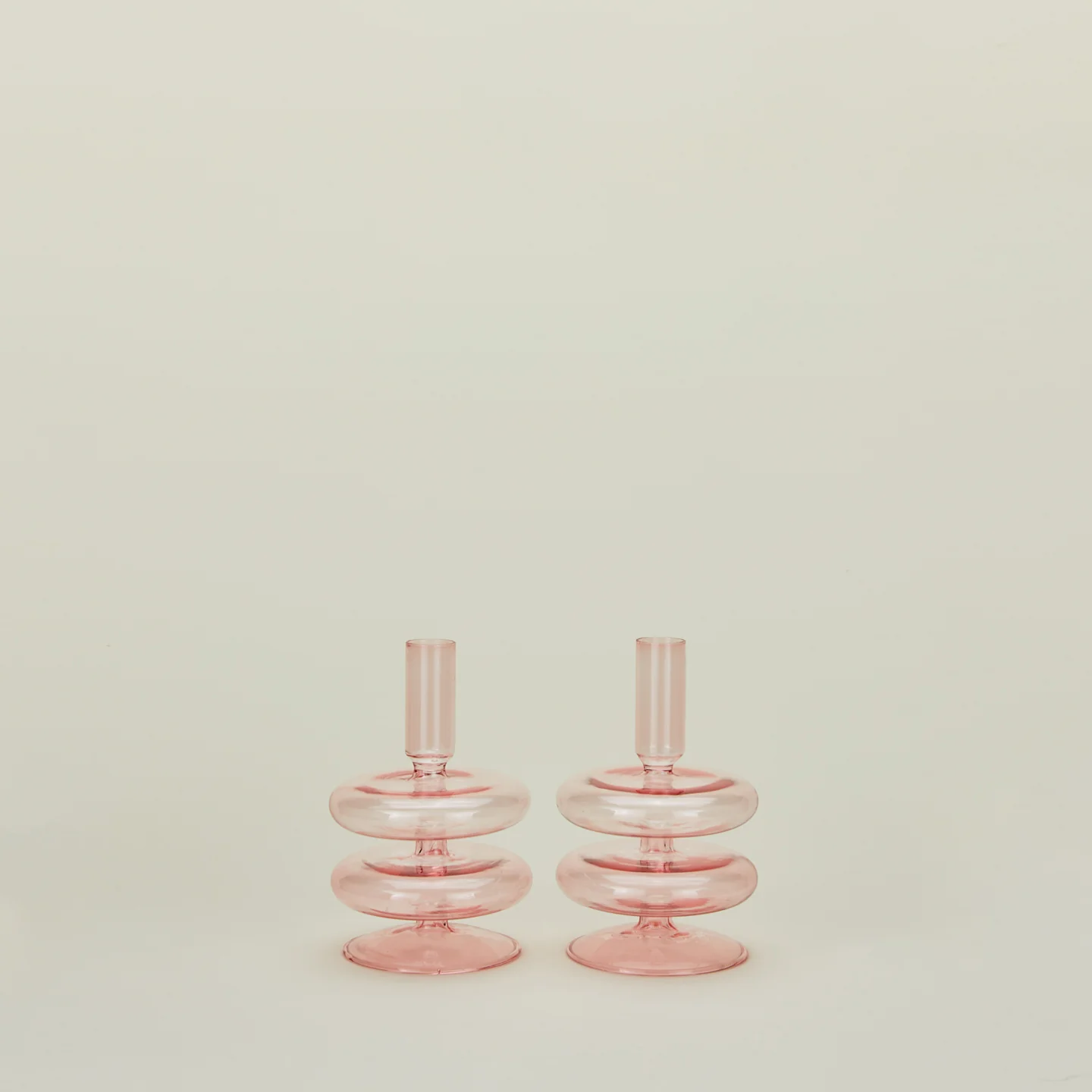 Disk Candle Holder, Set of 2 - Pink