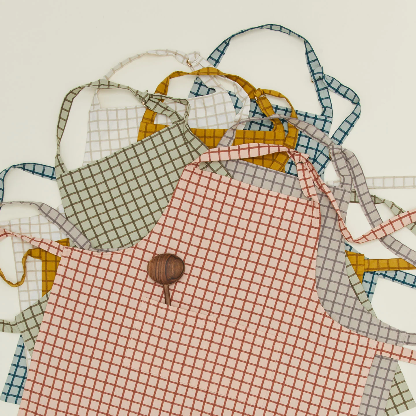 Essential Check Apron - Sage/Olive - Image 3