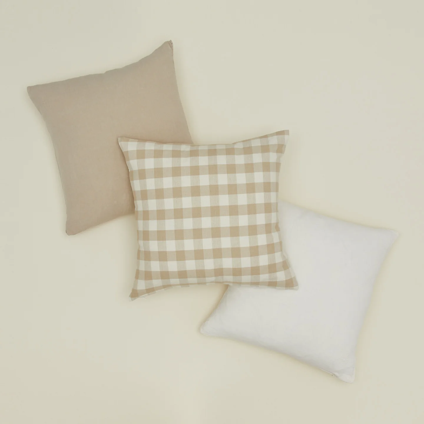 Essential Gingham 18x18 Pillow - Ivory/Flax - Image 3