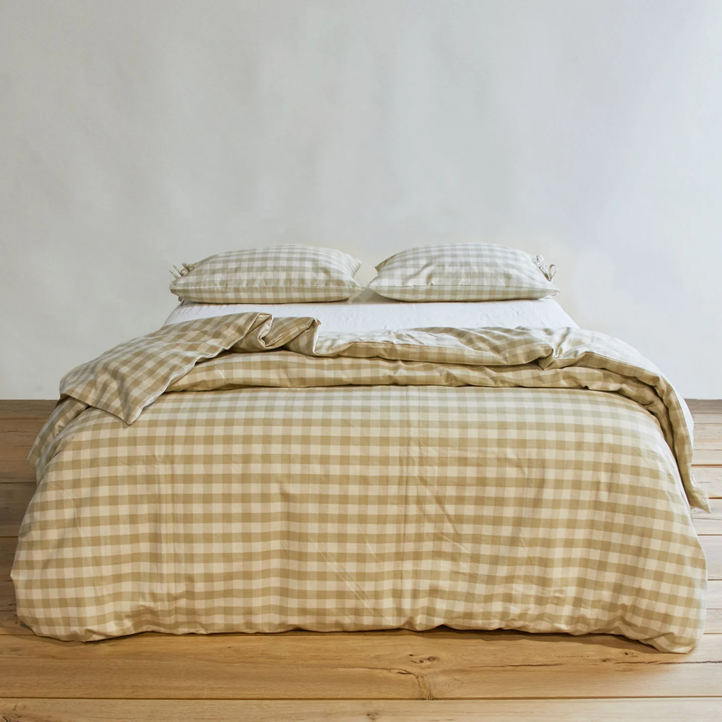 Essential Gingham Duvet - Ivory/Flax - Image 4