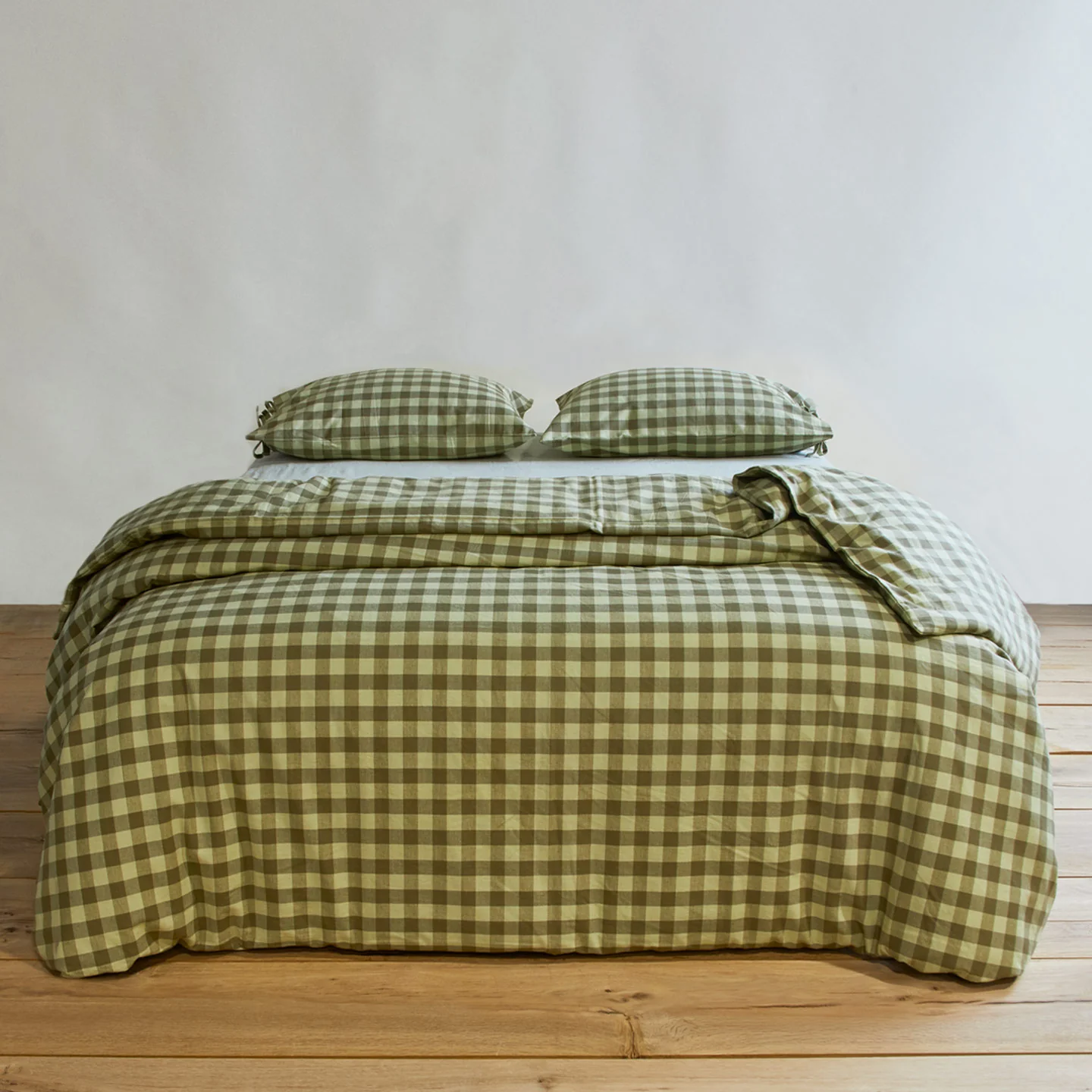 Essential Gingham Duvet - Sage/Olive - Image 4