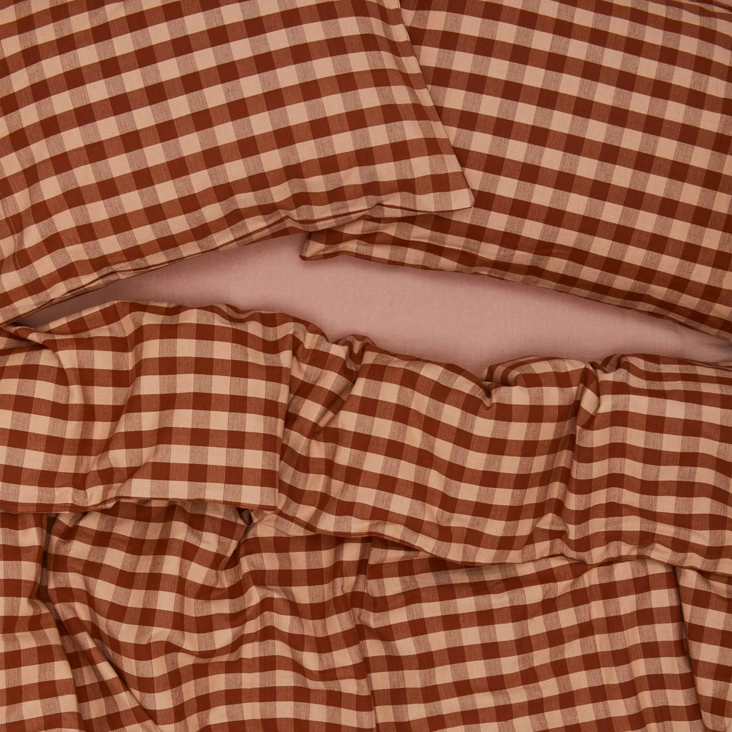 Essential Gingham Pillowcases, Set of 2 - Blush/Terracotta - Image 3