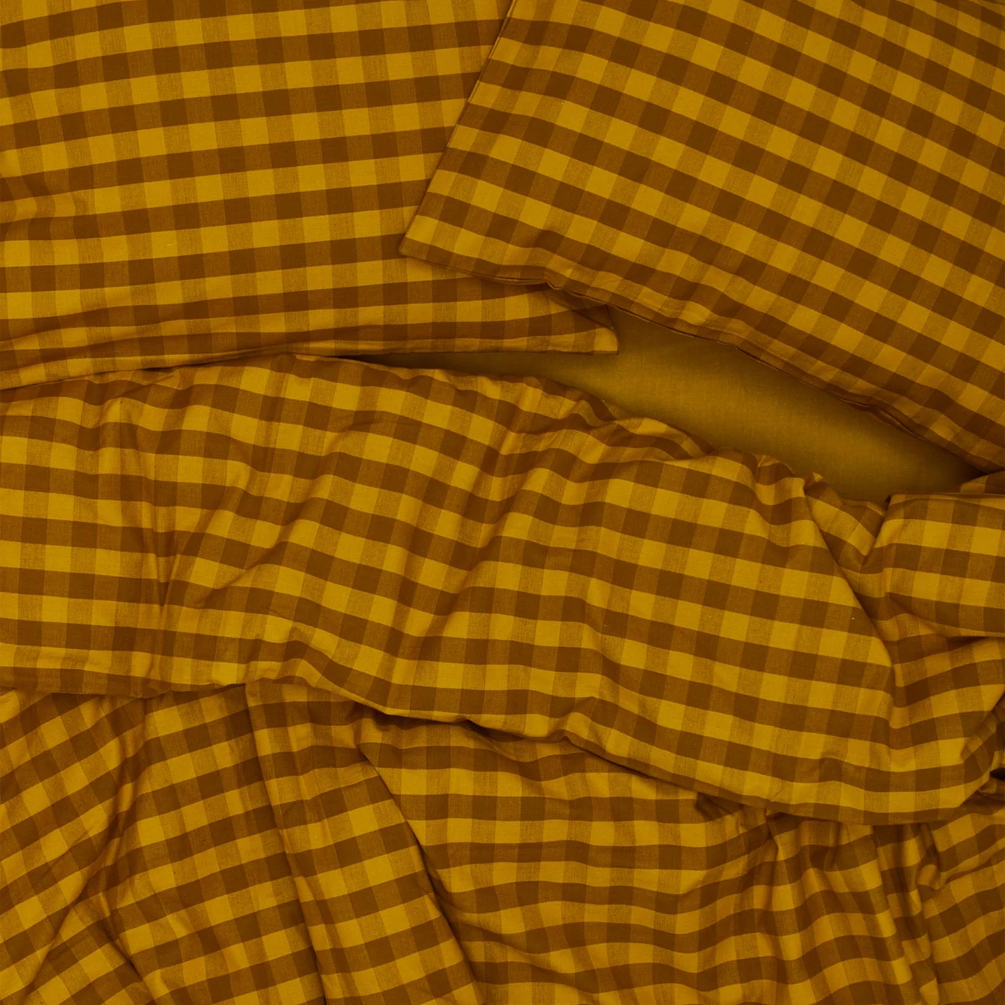 Essential Gingham Pillowcases, Set of 2 - Mustard/Bronze - Image 3