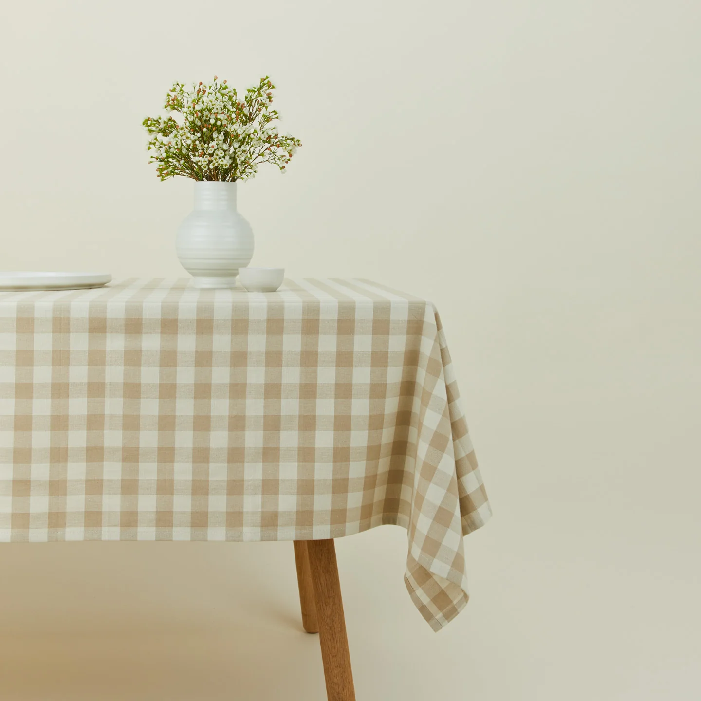 Essential Gingham Tablecloth - Ivory/Flax - Image 2