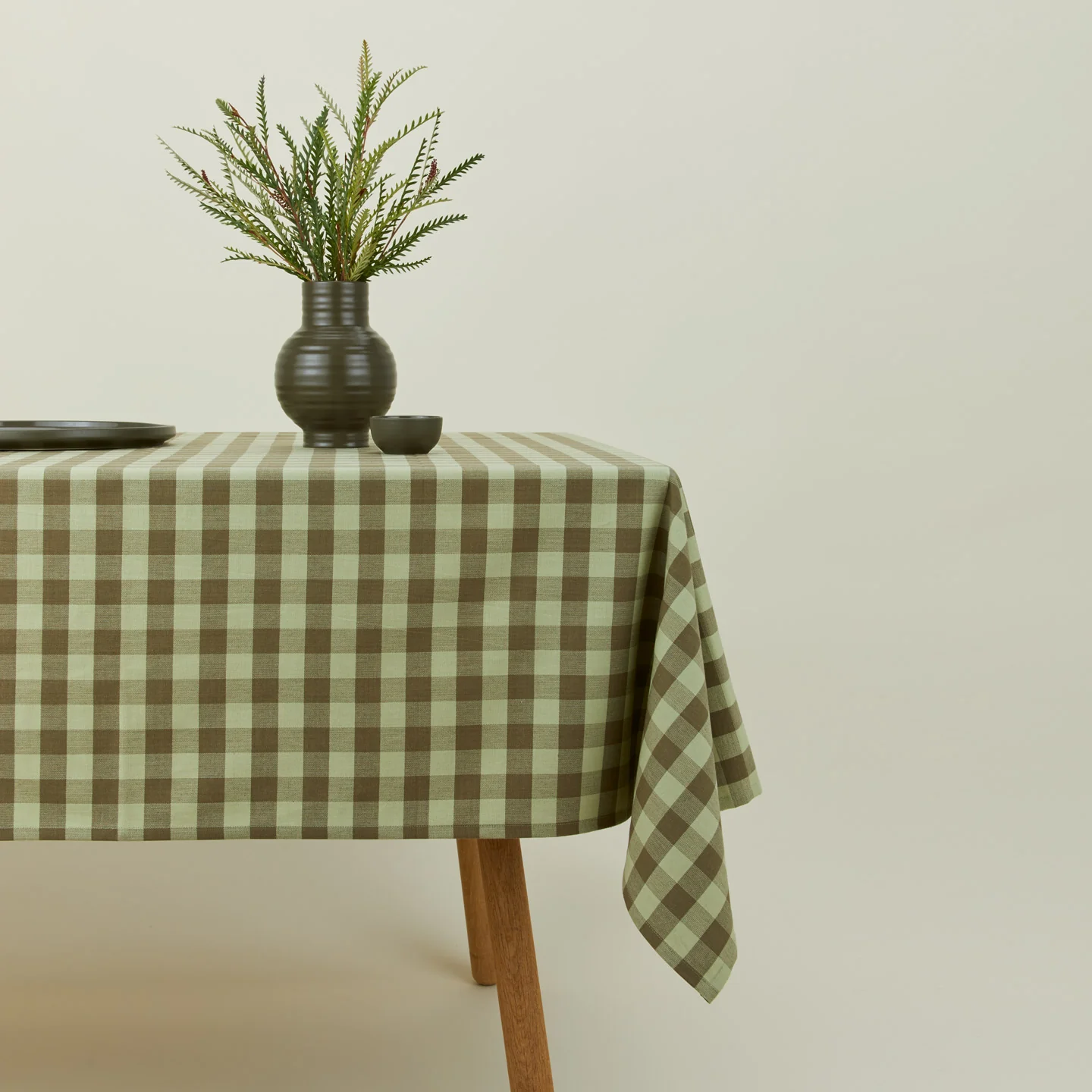Essential Gingham Tablecloth - Sage/Olive - Image 2