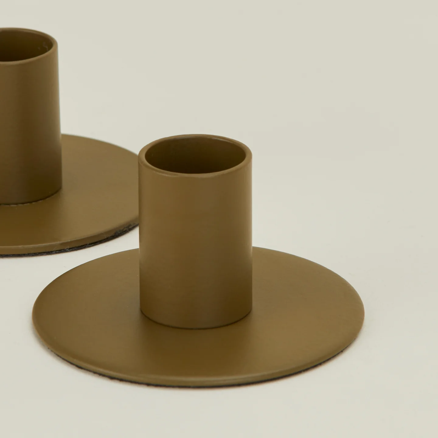 Essential Metal Candle Holders, Set of 2 - Olive - Image 3