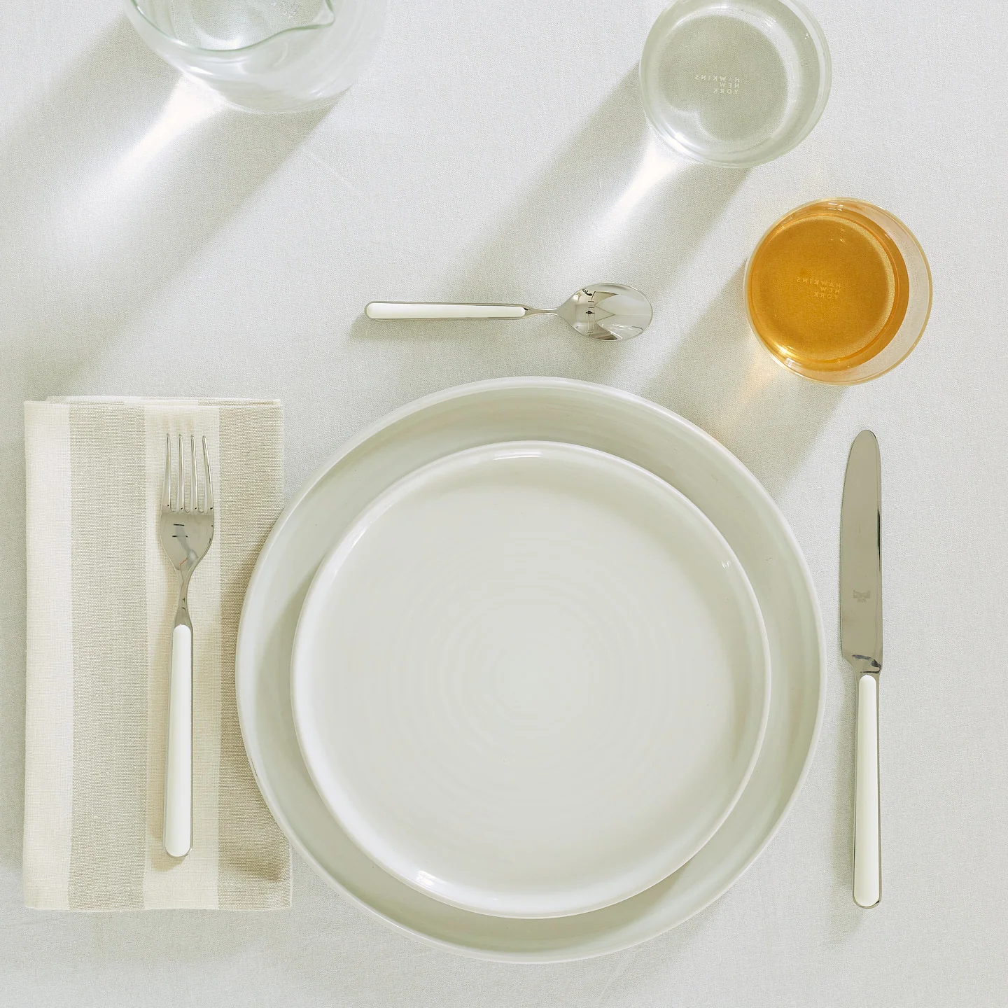 Essential Striped Dinner Napkin, Set of 4 - Ivory/Flax - Image 3