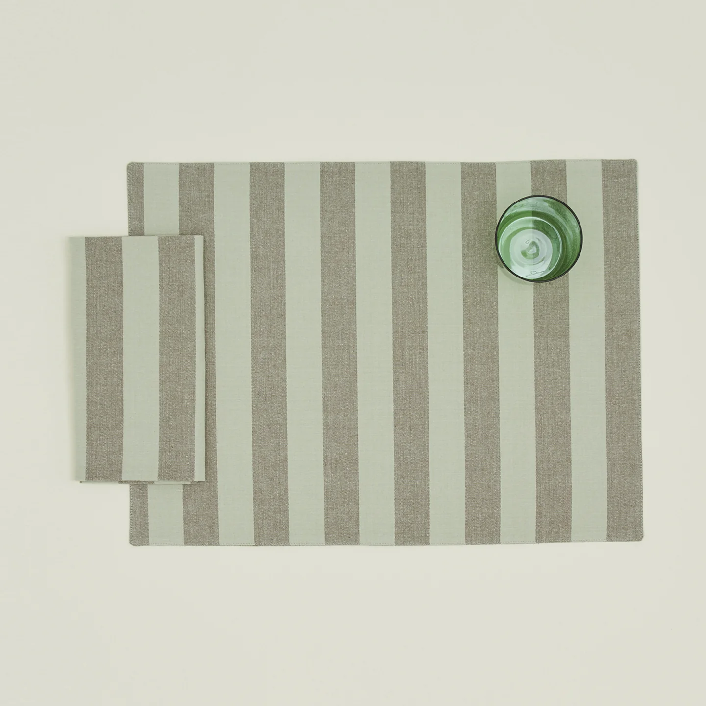 Essential Striped Dinner Napkin, Set of 4 - Sage/Olive - Image 2