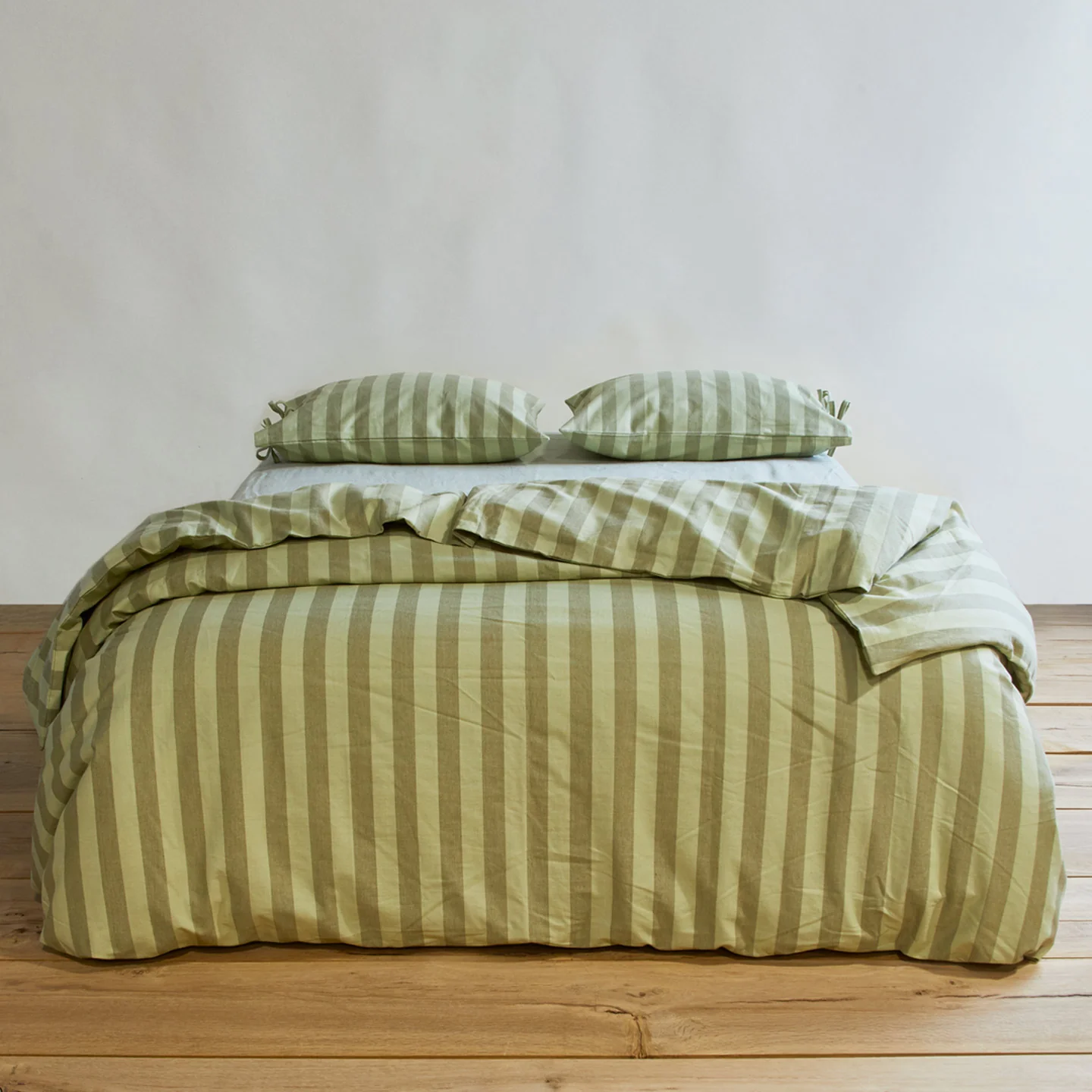Essential Striped Duvet - Sage/Olive - Image 4
