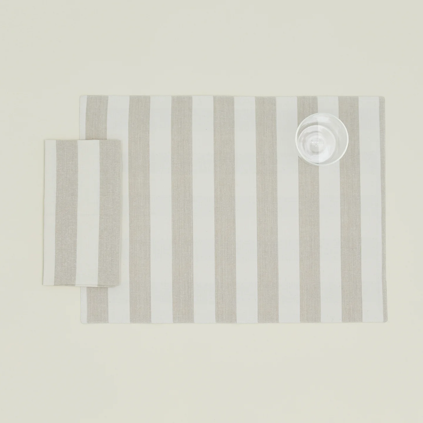 Essential Striped Placemat, Set of 4 - Ivory/Flax - Image 2