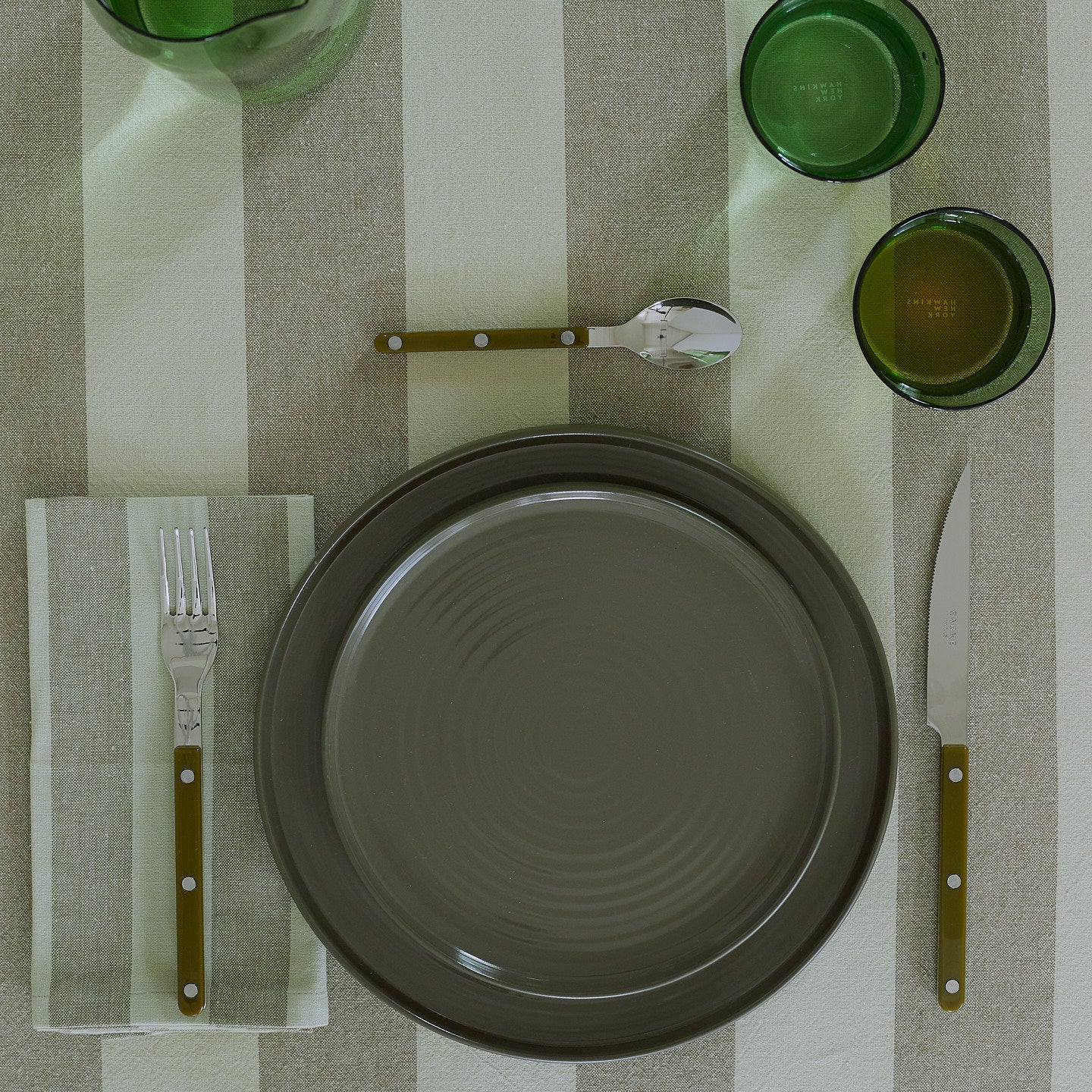Essential Striped Tablecloth - Sage/Olive - Image 3