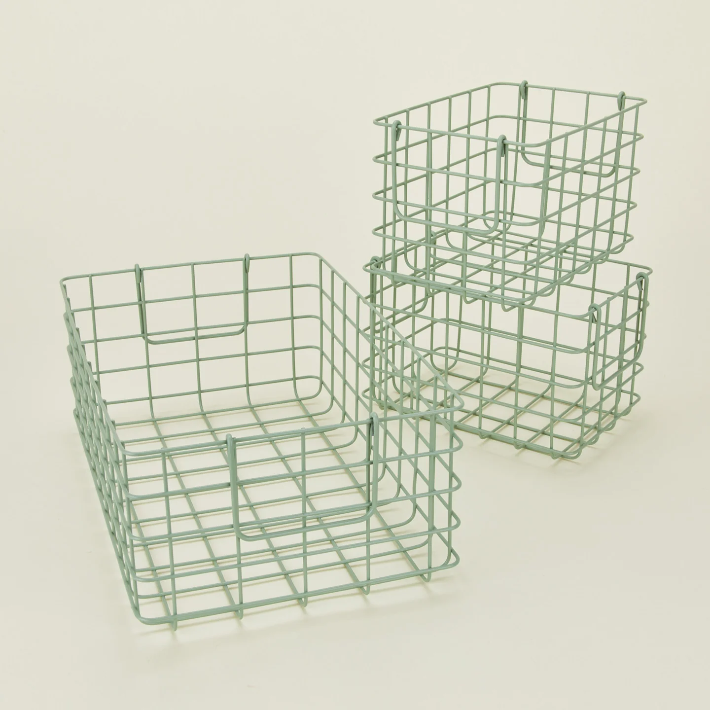 Grid Basket, Set of 3 - Sage - Image 3