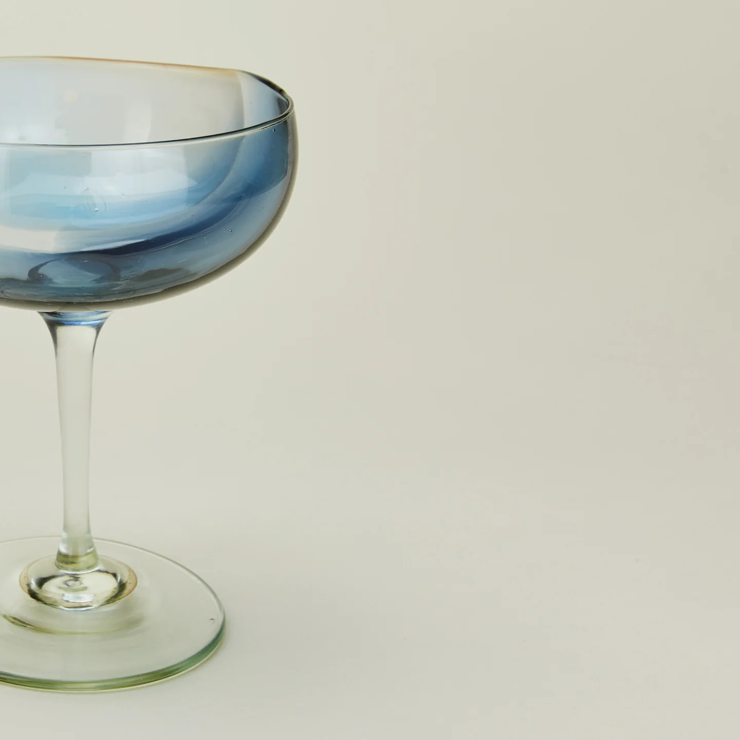 Hand Blown Coupe, Set of 2 - Peacock/Sky - Image 3