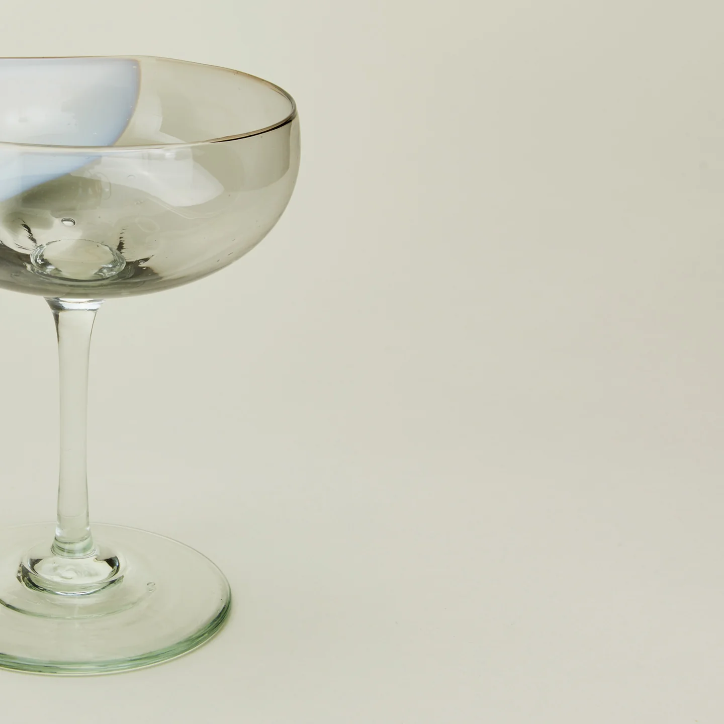 Hand Blown Coupe, Set of 2 - White/Grey - Image 3