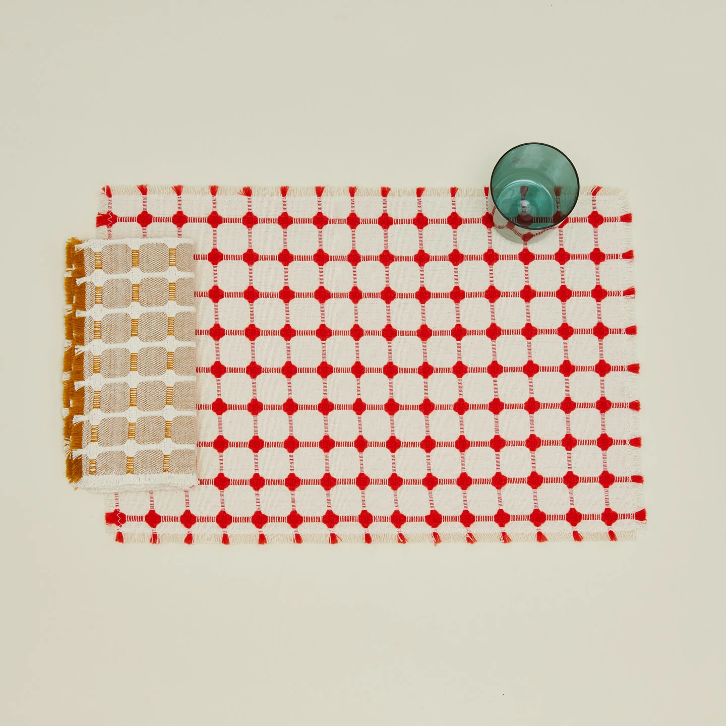 Hopsack Fringed Napkin, Set of 4 - Honey - Image 2