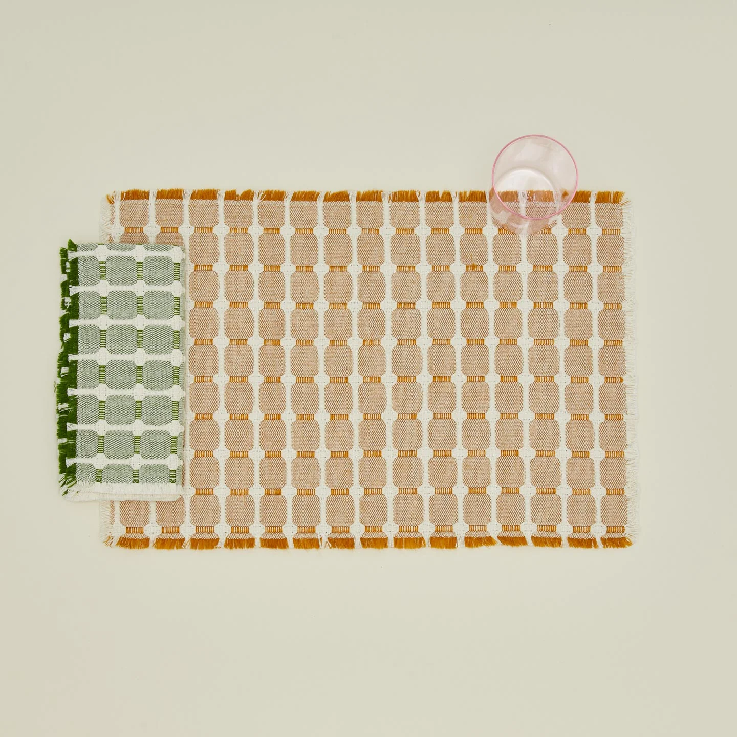 Hopsack Fringed Napkin, Set of 4 - Leaf - Image 2