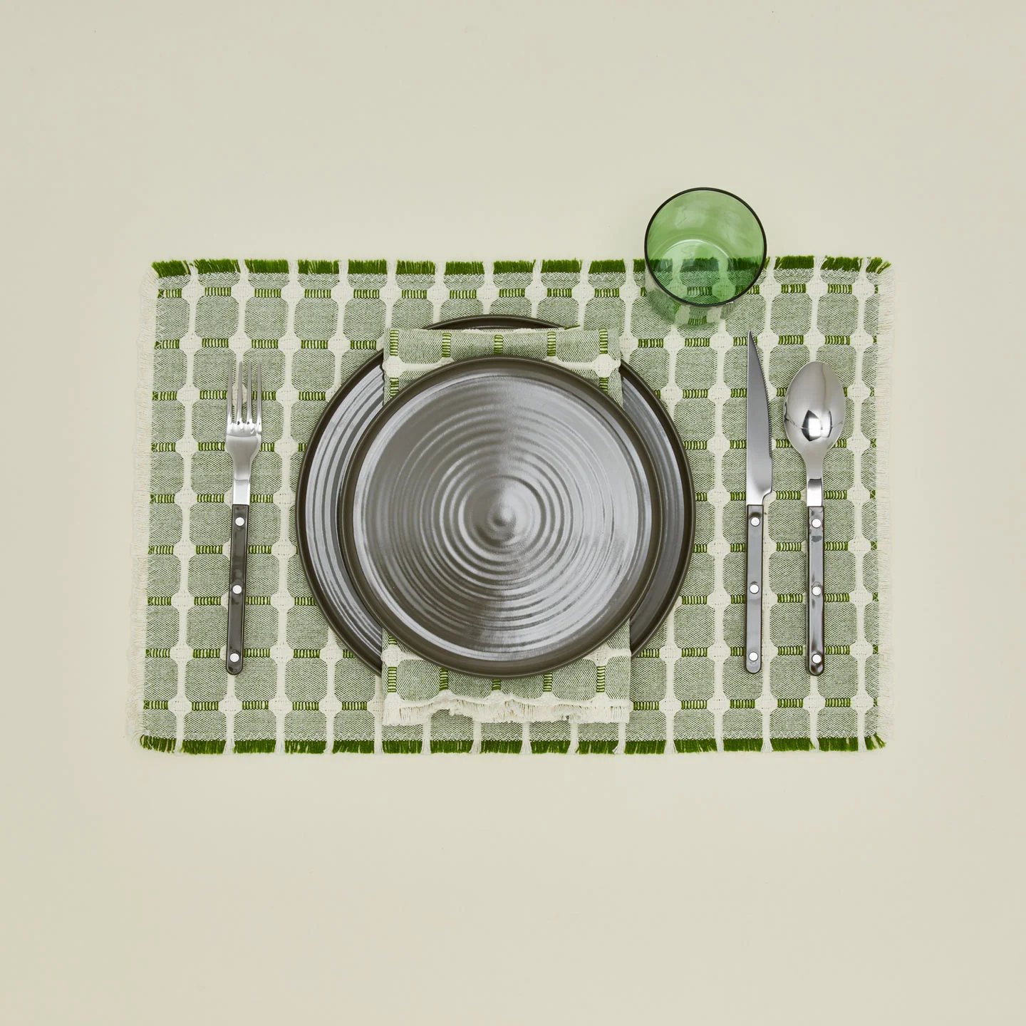 Hopsack Fringed Placemat, Set of 4 - Leaf - Image 2