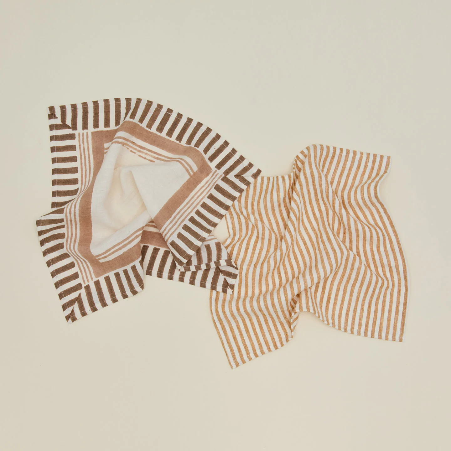Leon Striped Linen Napkin - Yellow - Image 5