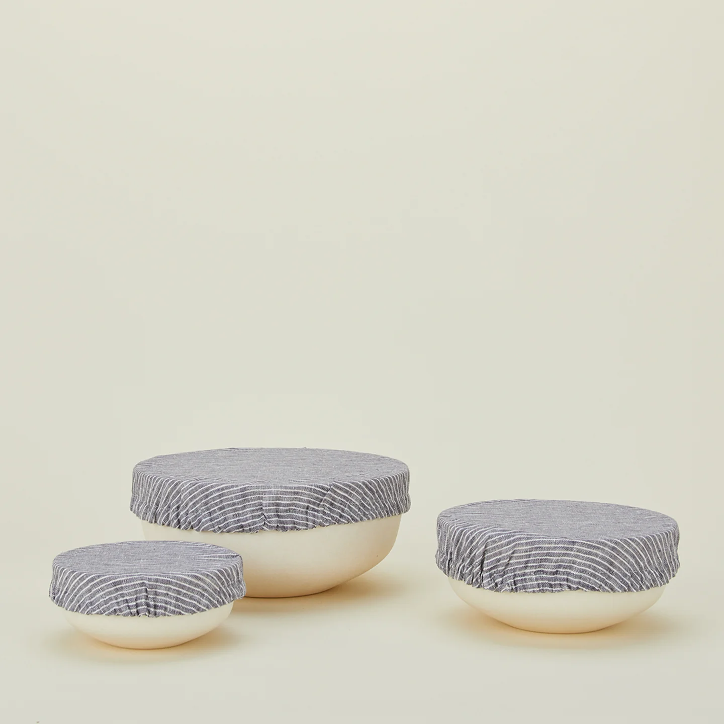 Linen Bowl Cover, Set of 3 - Blue Stripe