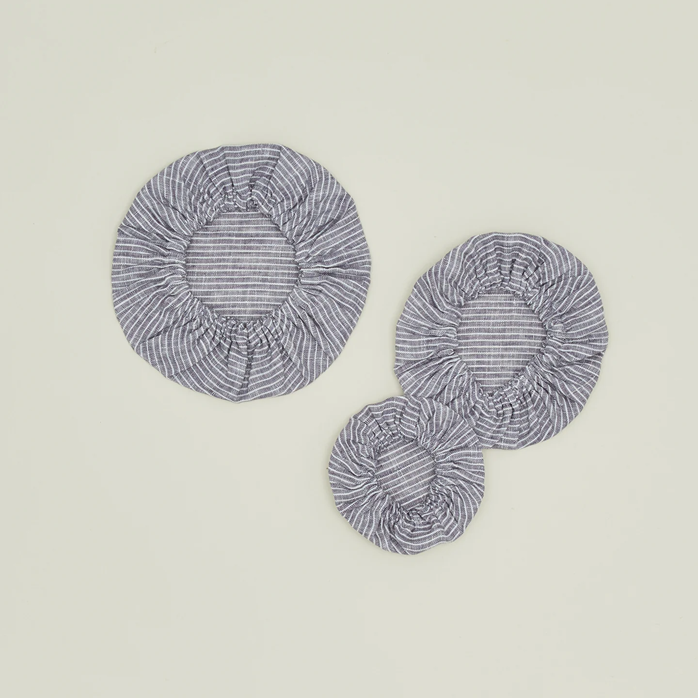 Linen Bowl Cover, Set of 3 - Blue Stripe - Image 2