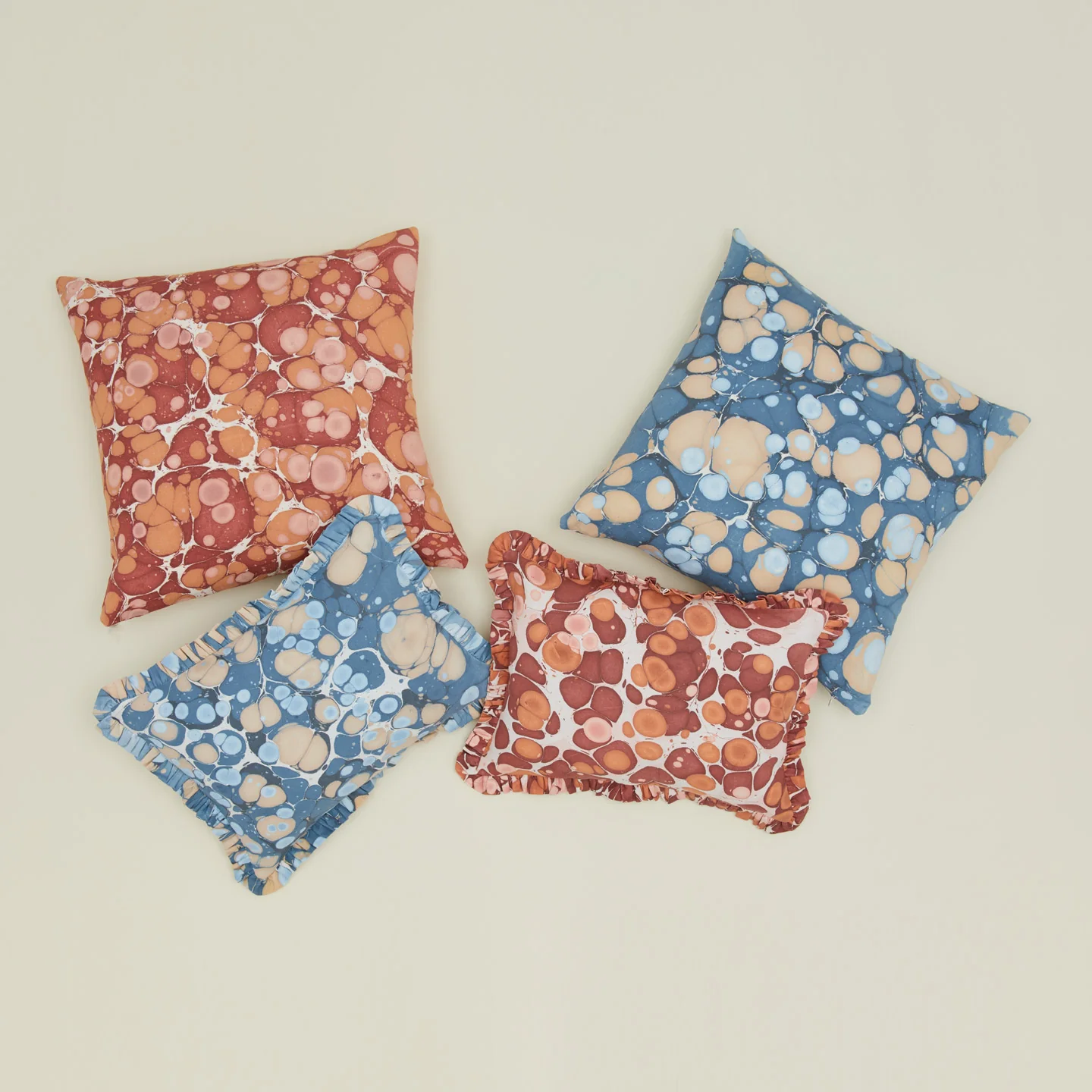 Marbled Cotton Ruffled Pillow Cover - Warm Marble - Image 3
