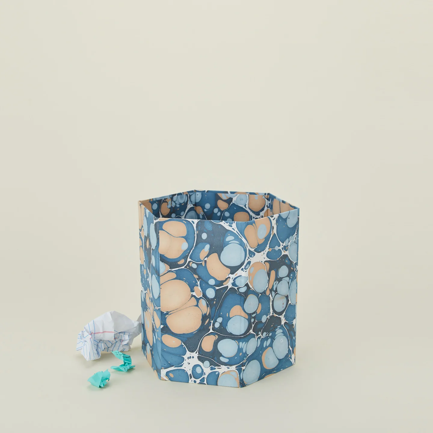 Marbleized Hexagon Wastebasket - Cool Marble - Image 2