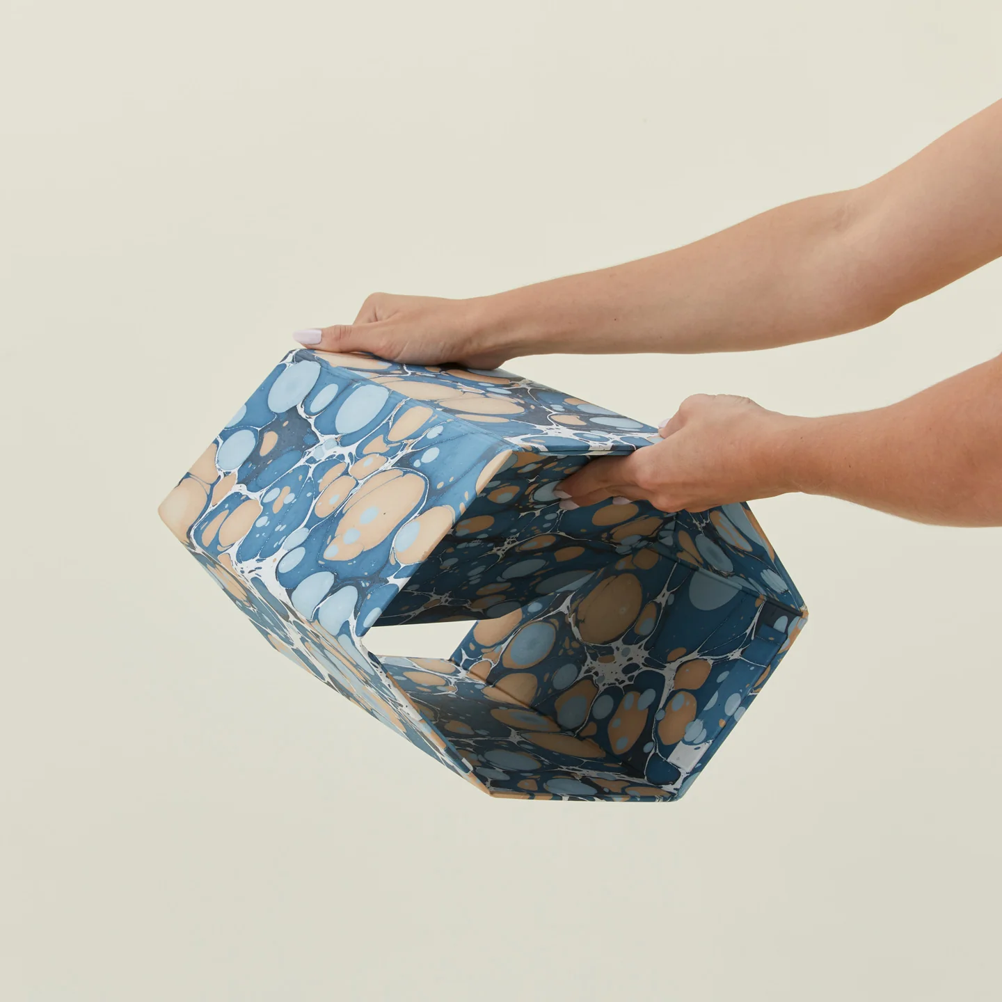 Marbleized Hexagon Wastebasket - Cool Marble - Image 3