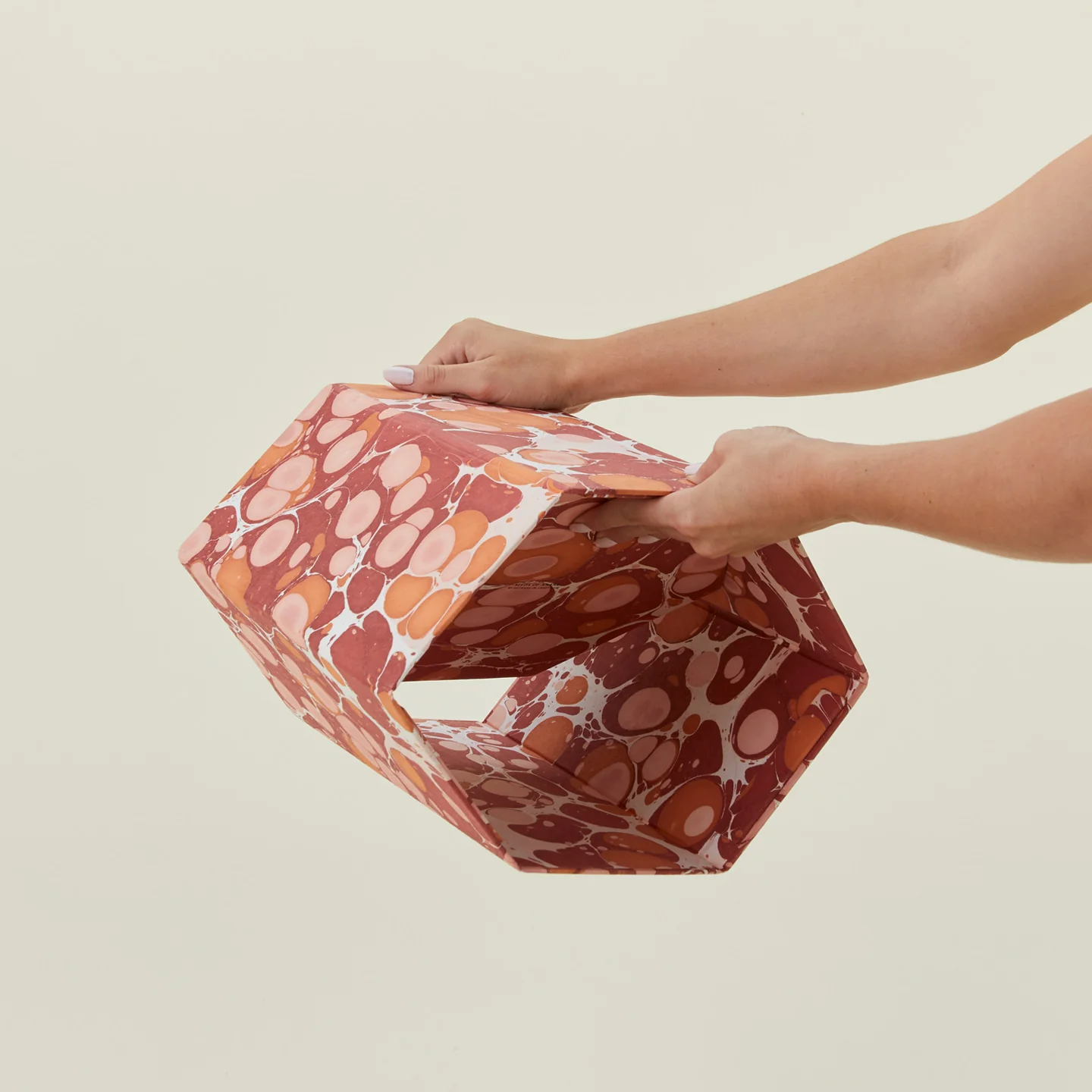 Marbleized Hexagon Wastebasket - Warm Marble - Image 3