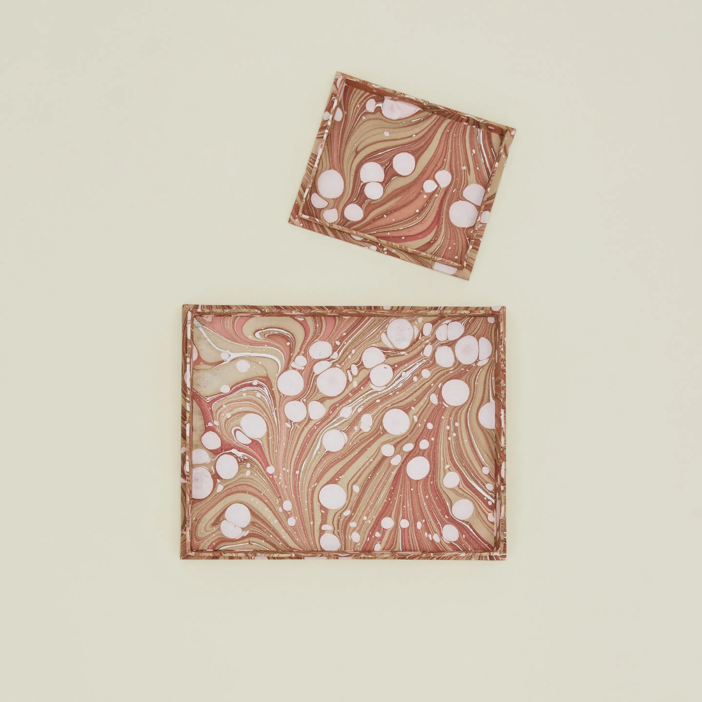 Marbleized Scalloped Tray, Set of 2 - Mocha Marble - Image 2