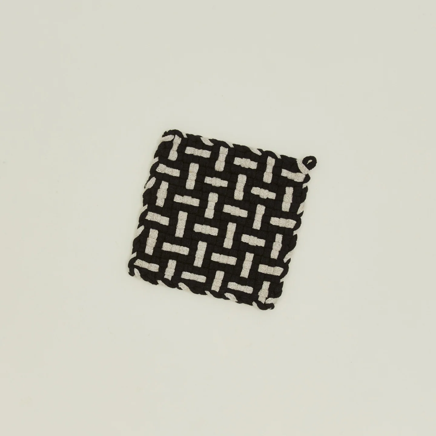 Parquet Handwoven Pot Holder - Black/Flax