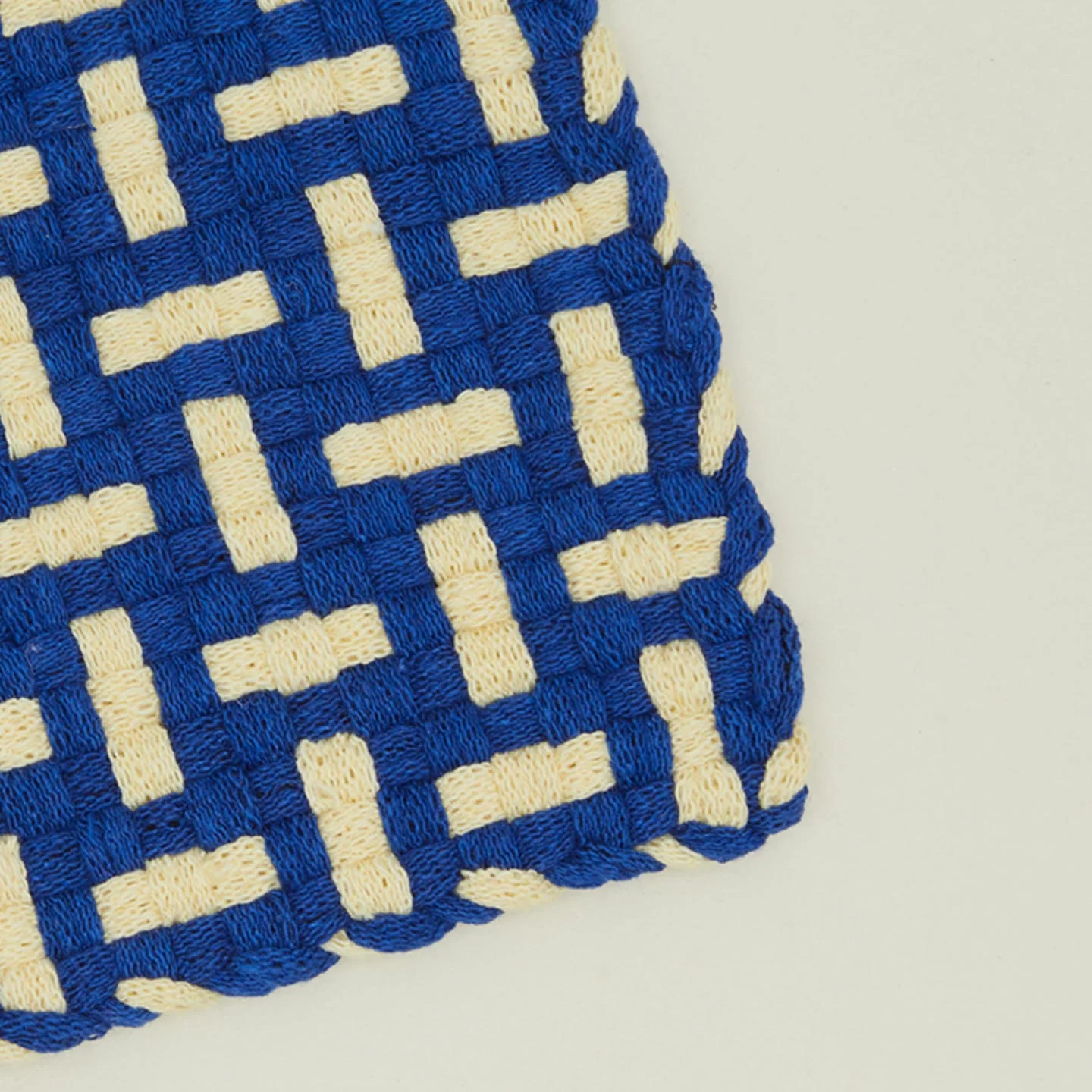Parquet Handwoven Pot Holder - Blue/Yellow - Image 4
