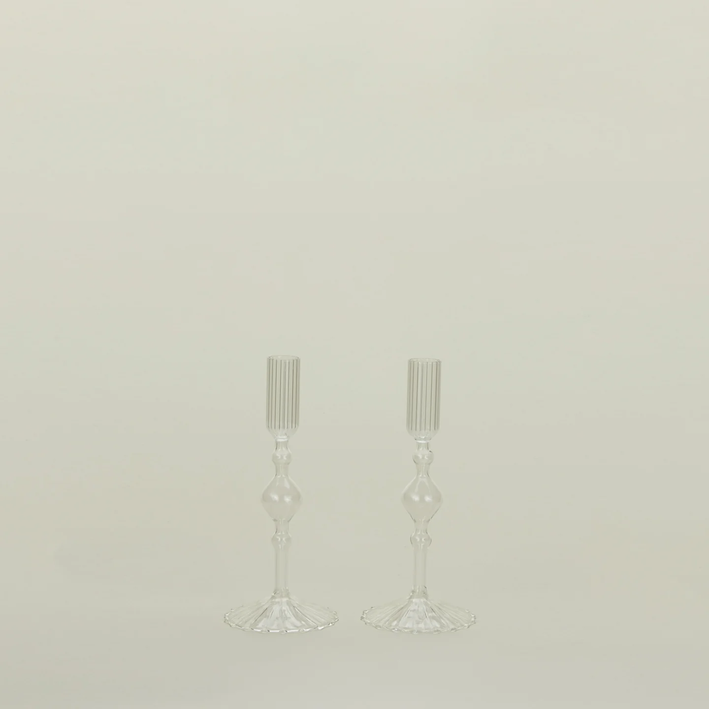 Pleated Candle Holder, Set of 2 - Clear
