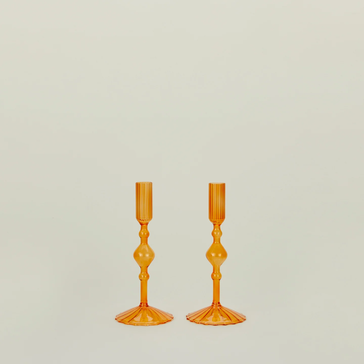 Pleated Candle Holder, Set of 2 - Orange