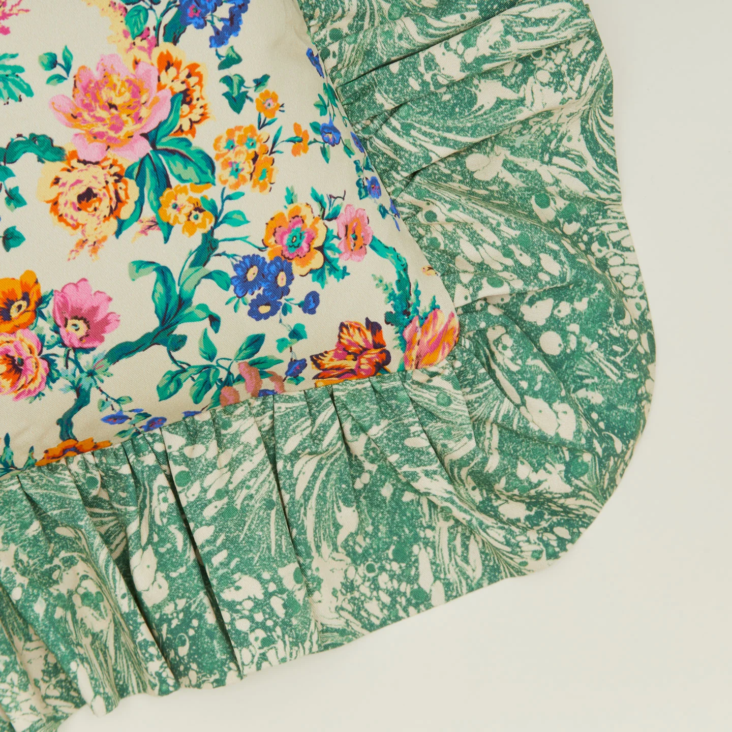 Ruffled Floral Cushion - Fern - Image 2