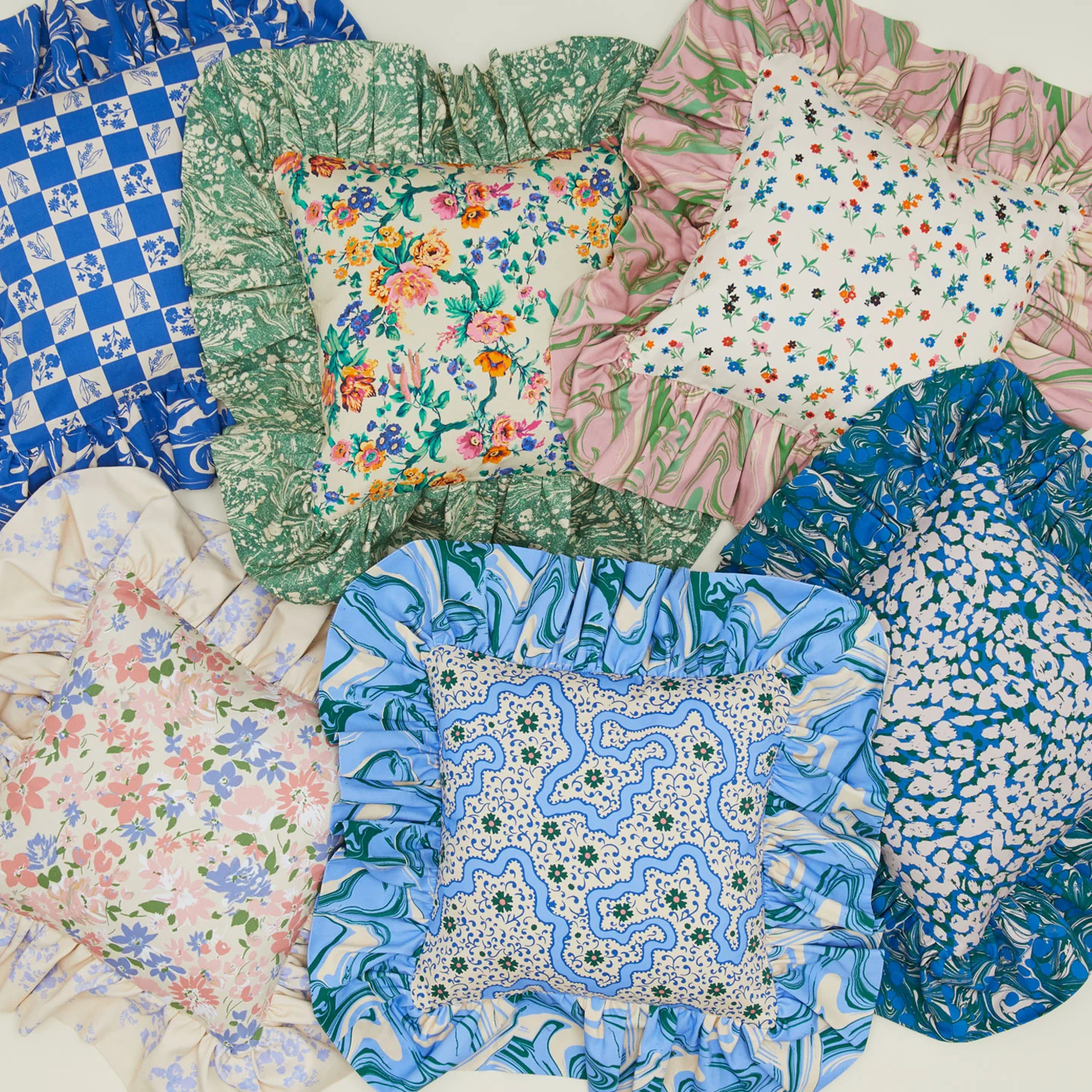 Ruffled Floral Cushion - Fern - Image 3