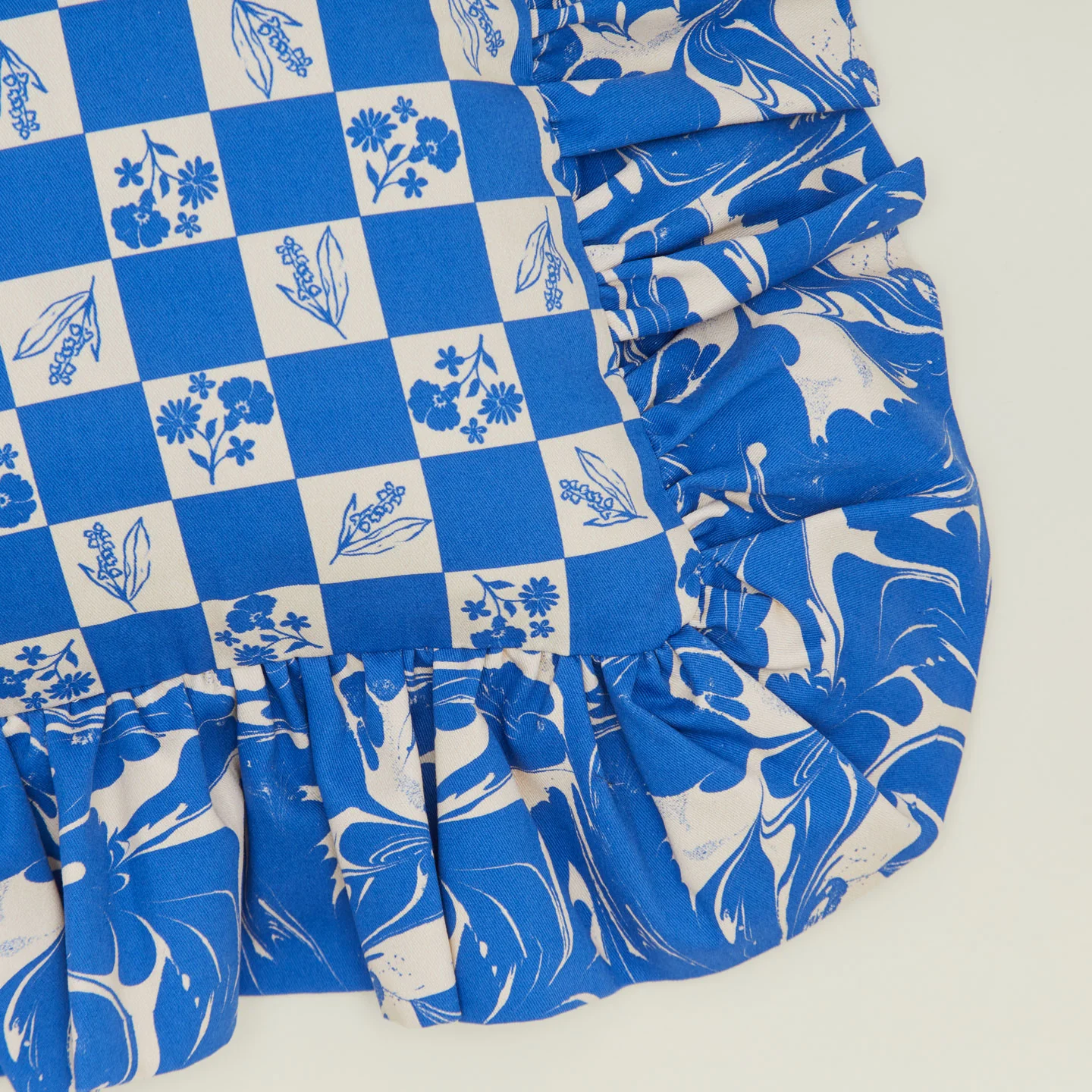 Ruffled Floral Cushion - Klein Blue - Image 2