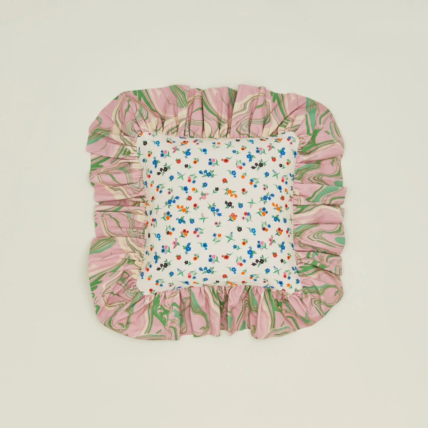 Ruffled Floral Cushion - Peony