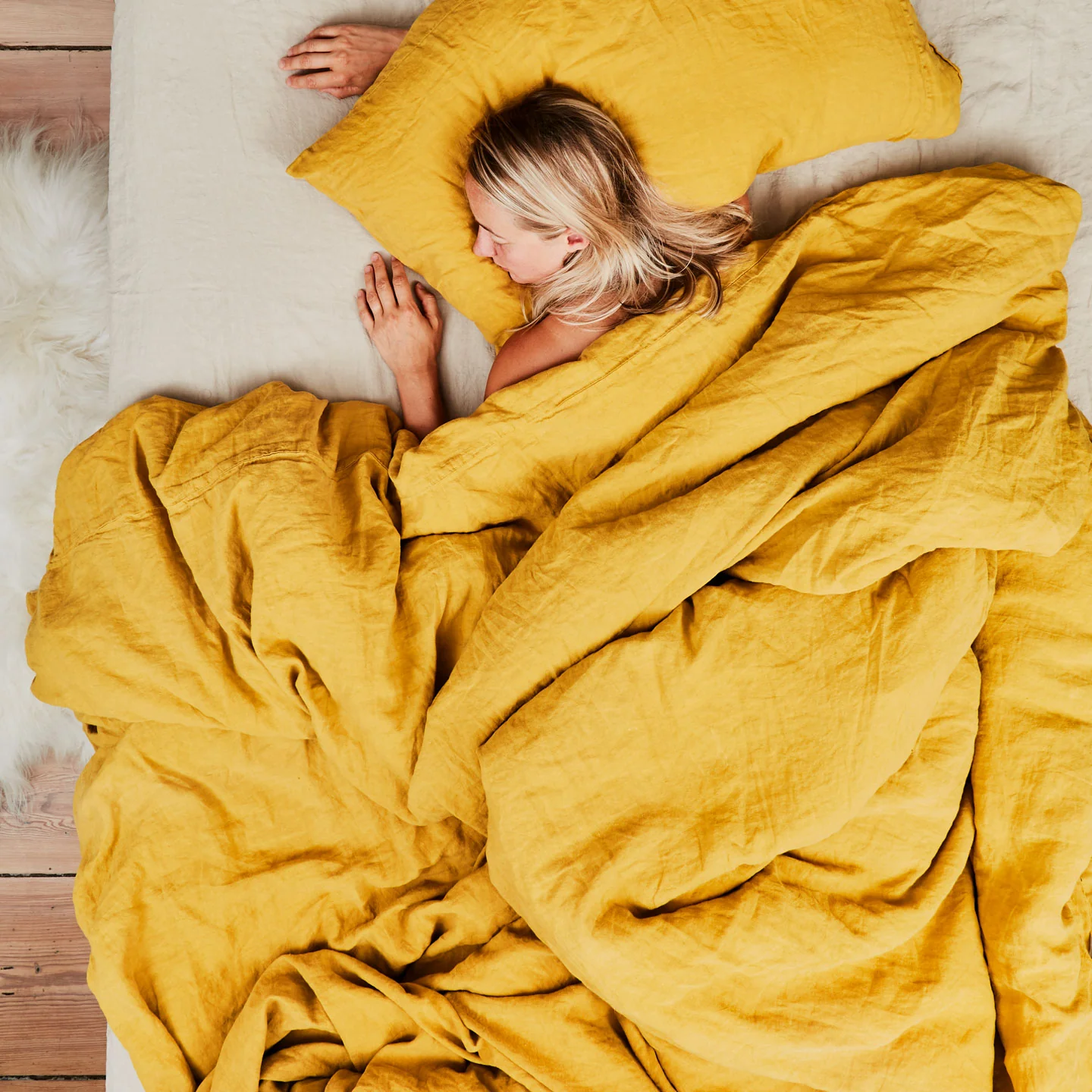 Simple Linen Duvet - Mustard - Image 4