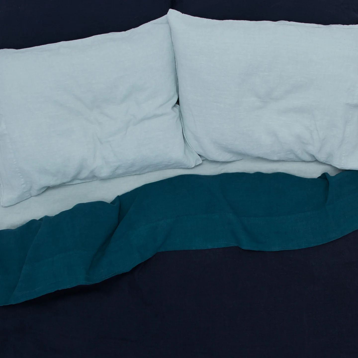 Simple Linen Fitted Sheet - Sky - Image 5