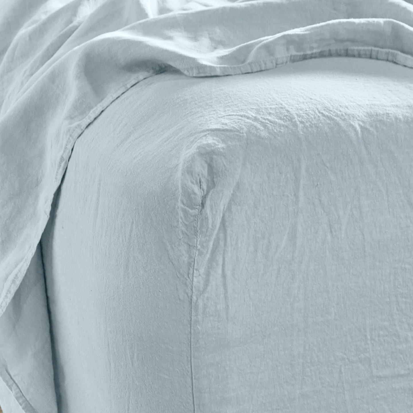 Simple Linen Flat Sheet - Sky - Image 6
