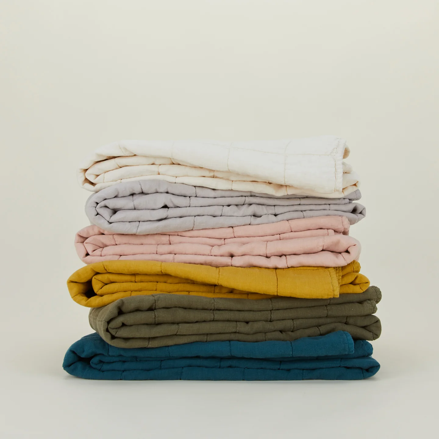 Simple Linen Quilted Throw - Blush - Image 4