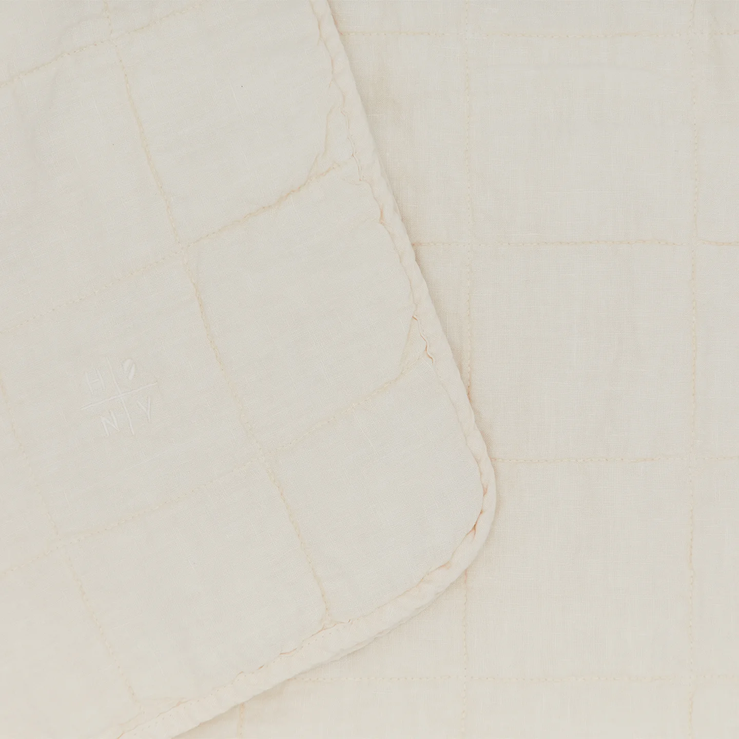 Simple Linen Quilted Throw - Ivory - Image 4