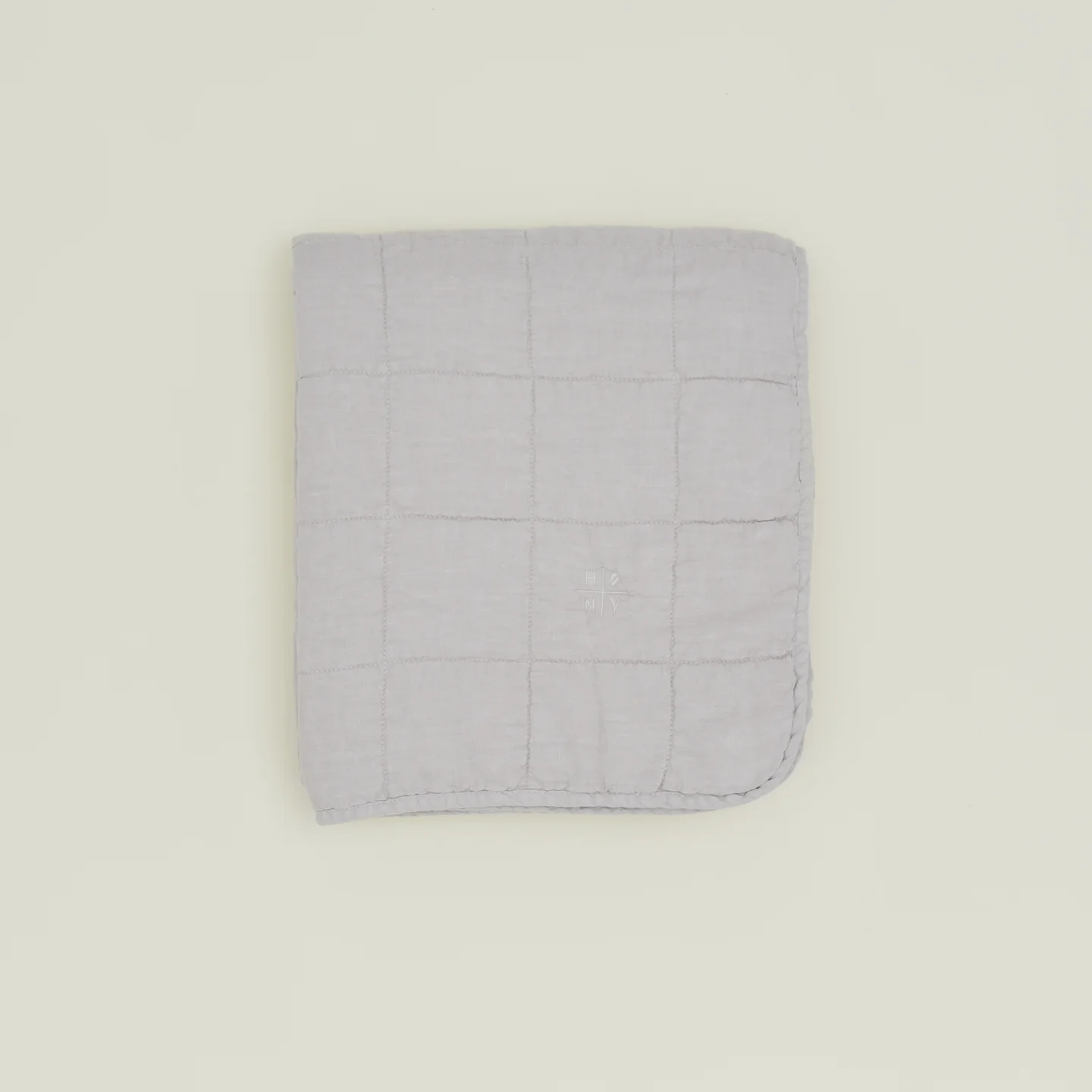 Simple Linen Quilted Throw - Light Grey - Image 2