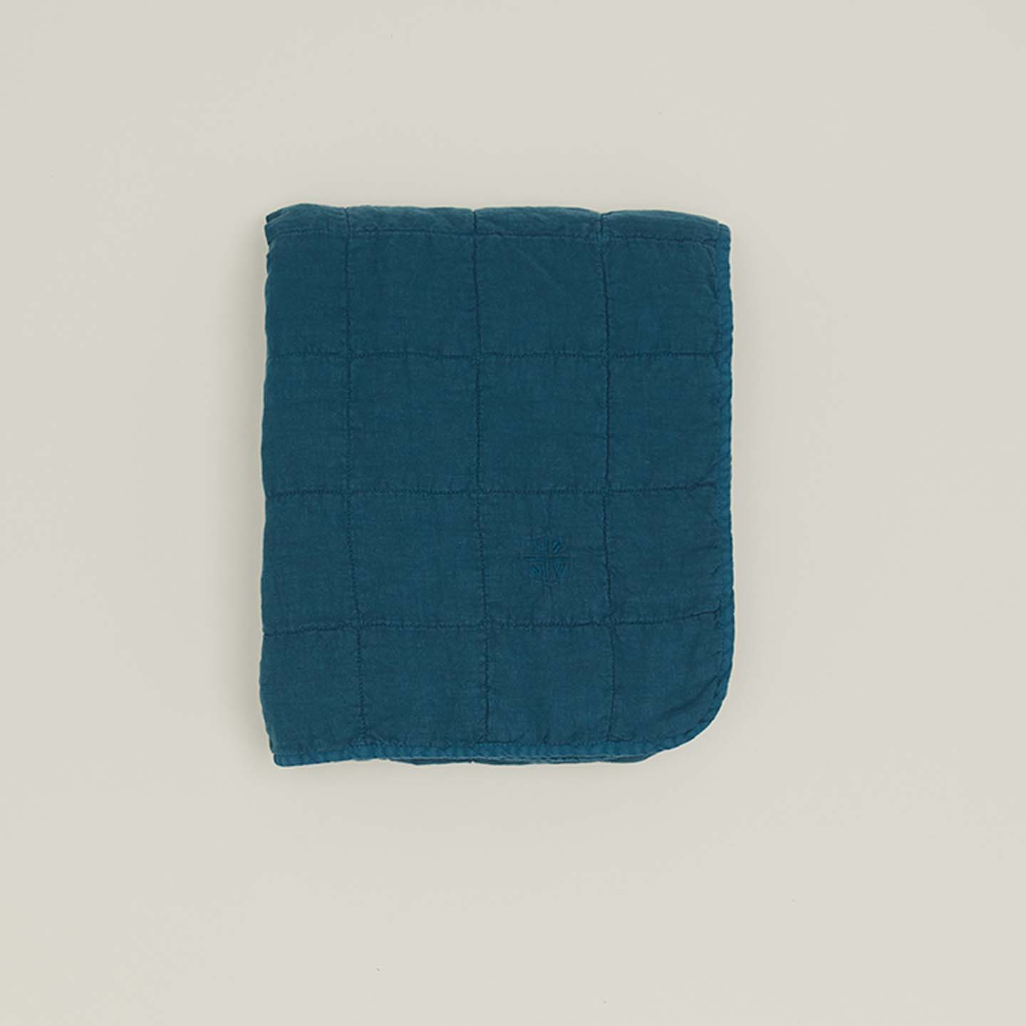 Simple Linen Quilted Throw - Peacock - Image 2