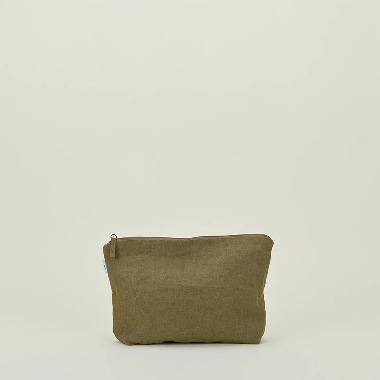 Simple Linen Zipper Pouch - Olive - Image 3