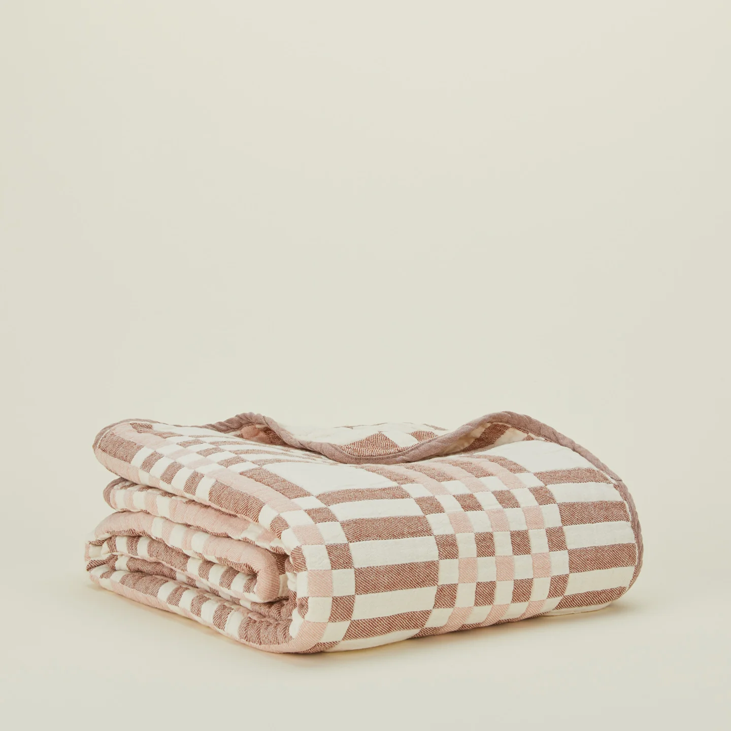 Simple Plaid Blanket - Blush/Terracotta - Image 3