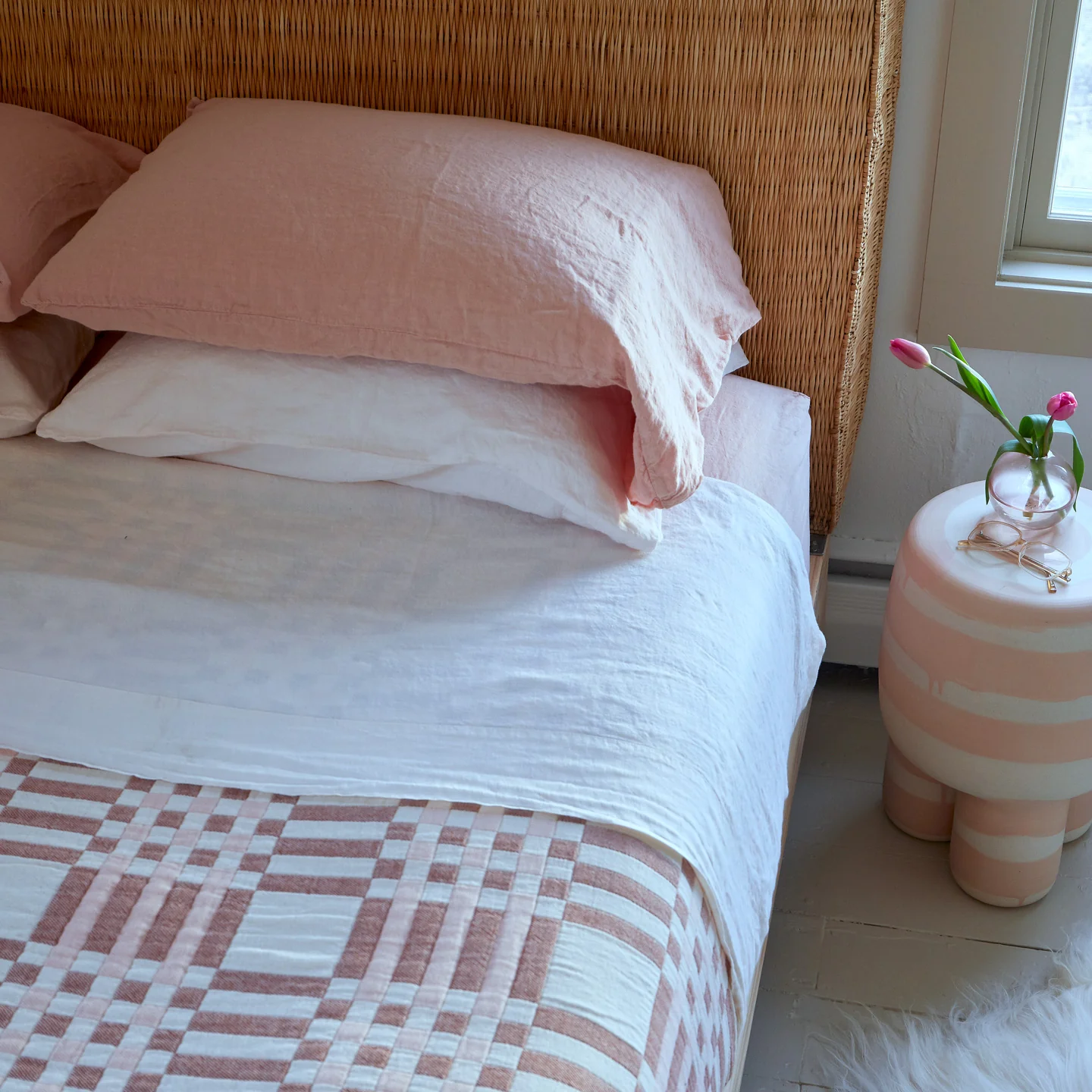 Simple Plaid Blanket - Blush/Terracotta - Image 6
