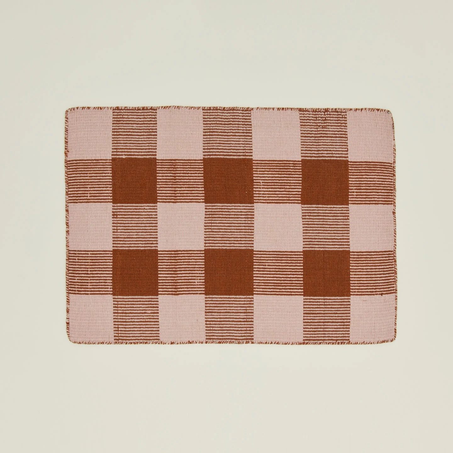 Simple Plaid Rug - Blush/Terracotta